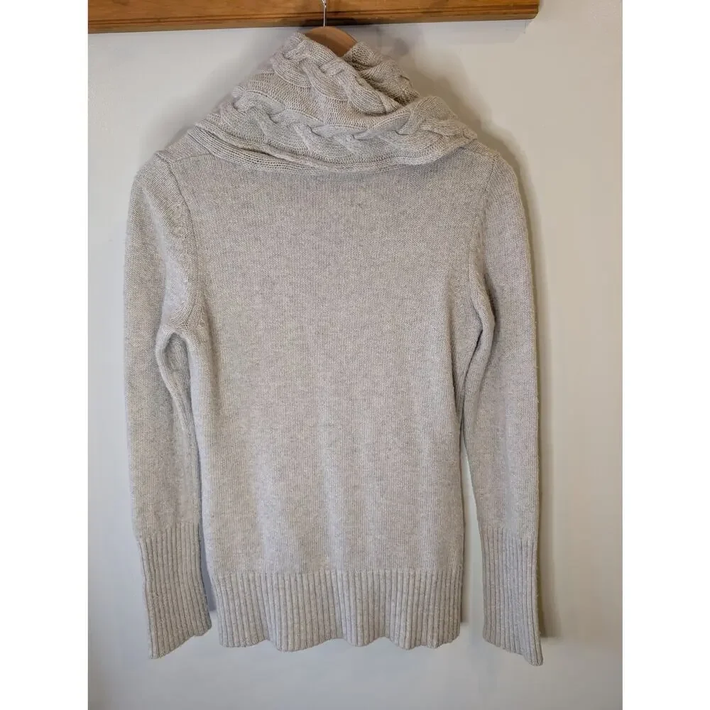 Banana Republic Italian Yarn Cowl Neck Sweater Women's M Grey Cashmere Merino - Picture 5 of 8